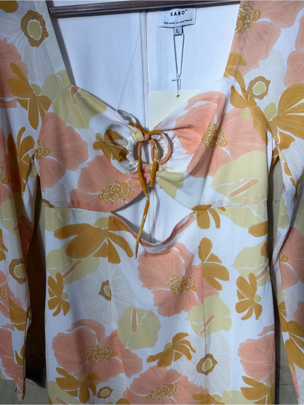New Sabo Skirt Arino Cutout Floral Dress Size Large - Picture 4 of 6